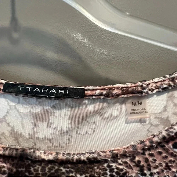 T Tahari Brown Mauve Print Dress Size Medium - Picture 5 of 11